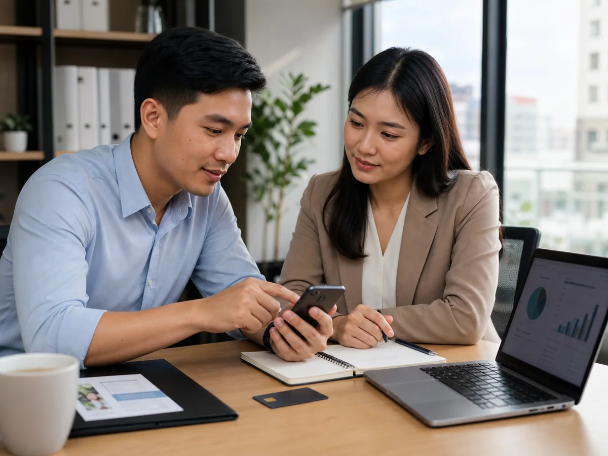 Khách hàng Việt Nam xem lại kế hoạch thanh toán trên điện thoại